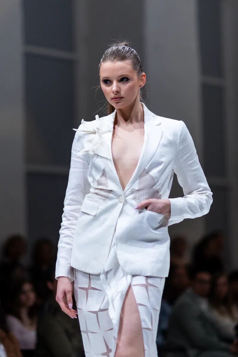 Origami Crane Linen Blazer