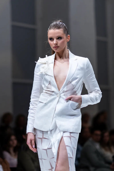 Origami Crane Linen Blazer