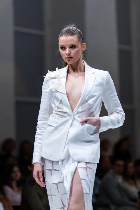 Origami Crane Linen Blazer