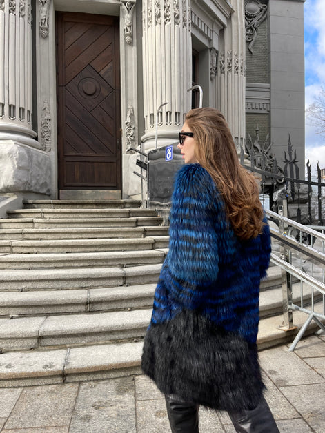 Fur coat indigo