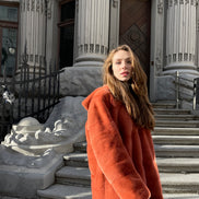 Fur coat terracotta