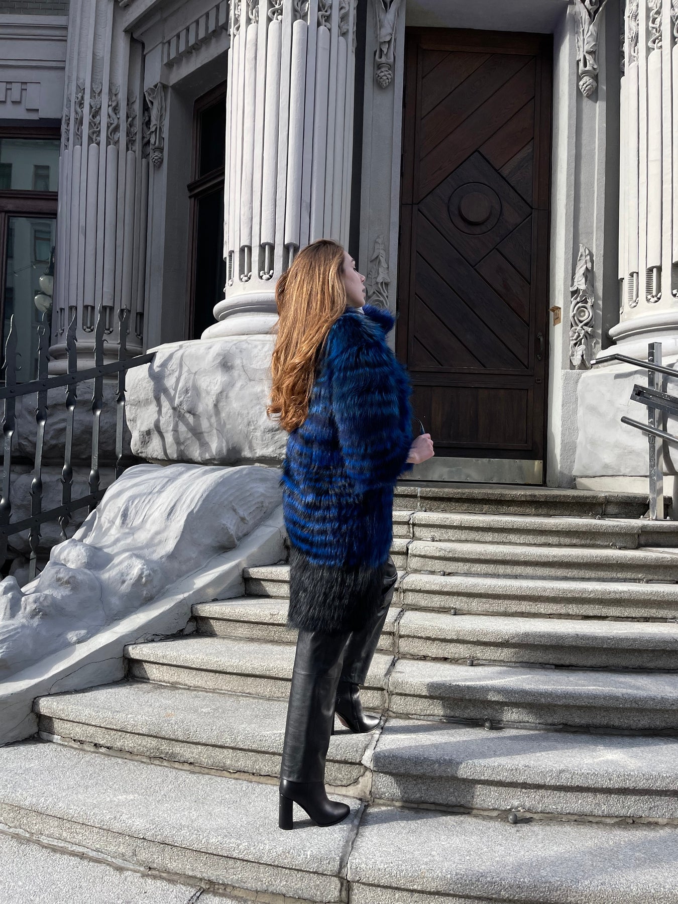 Fur coat indigo
