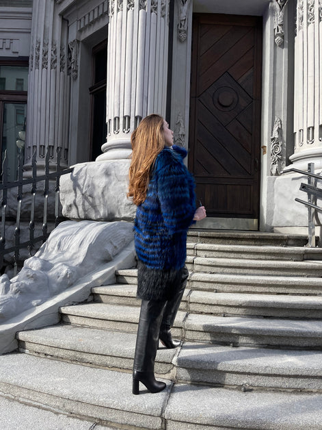 Fur coat indigo