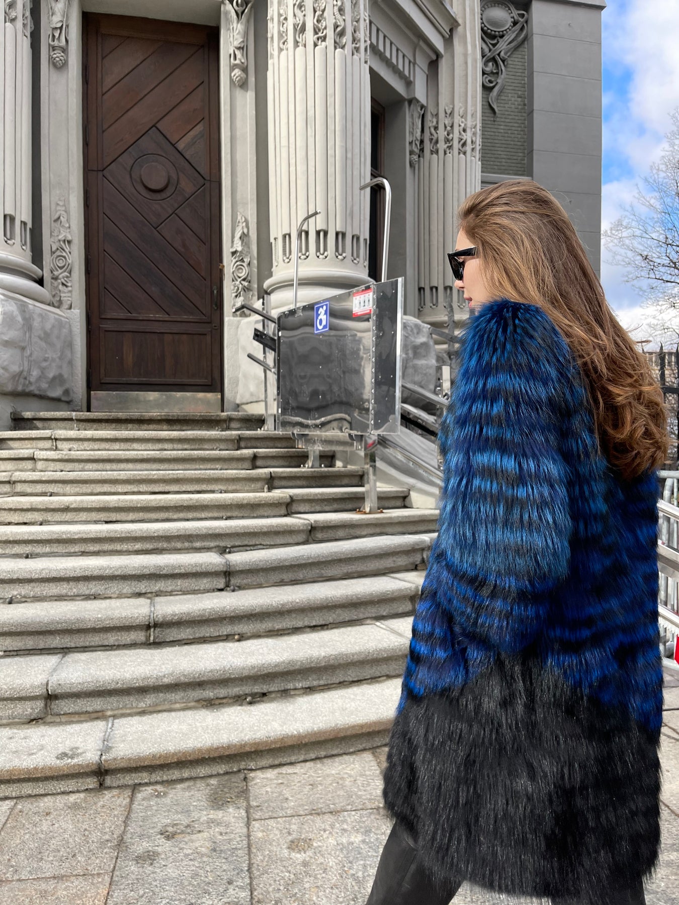 Fur coat indigo
