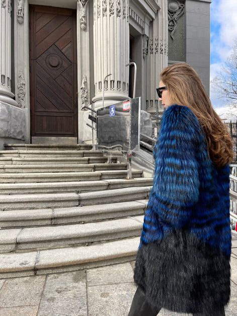 Fur coat indigo