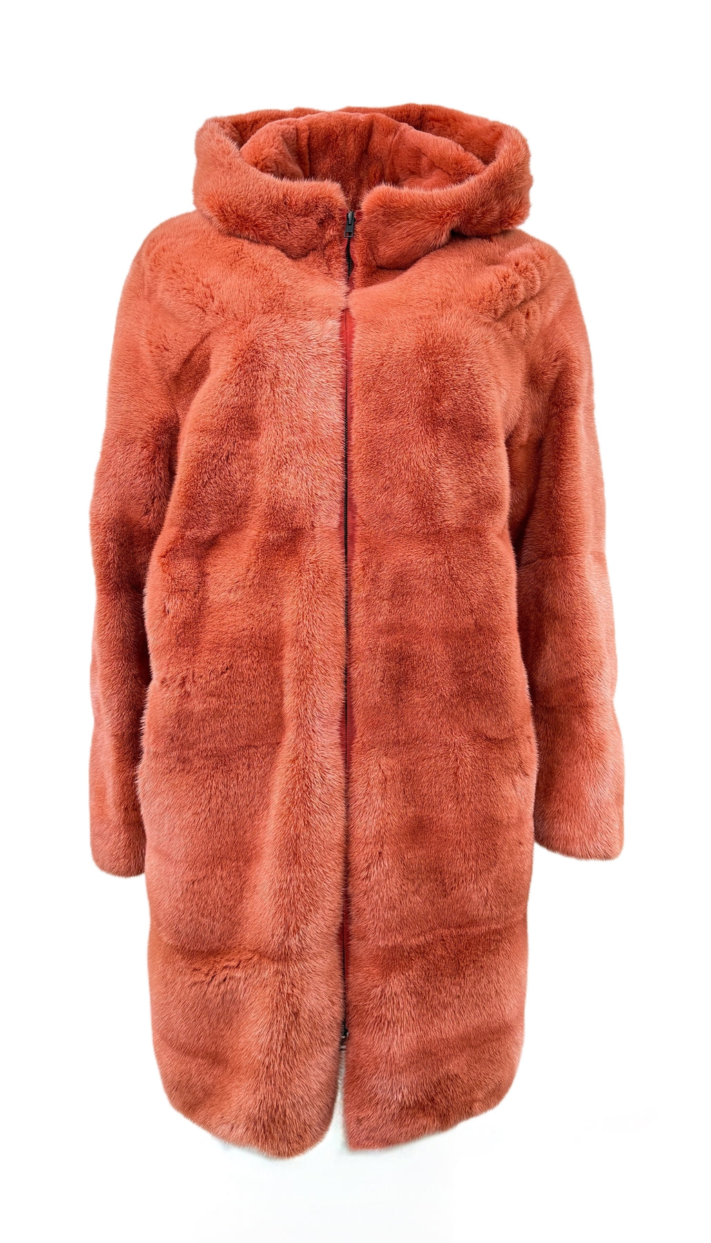 Fur coat terracotta