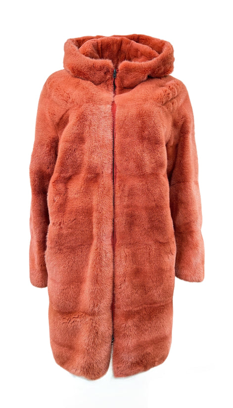 Fur coat terracotta