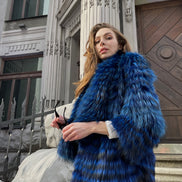 Fur coat indigo