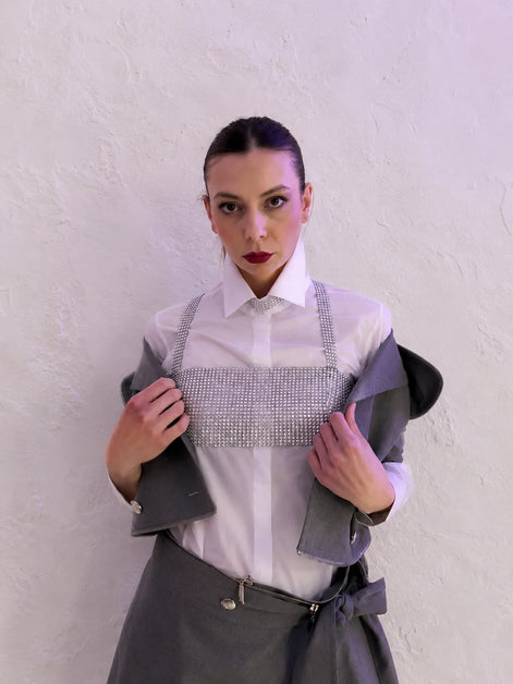 Silver Crystal Harness Top