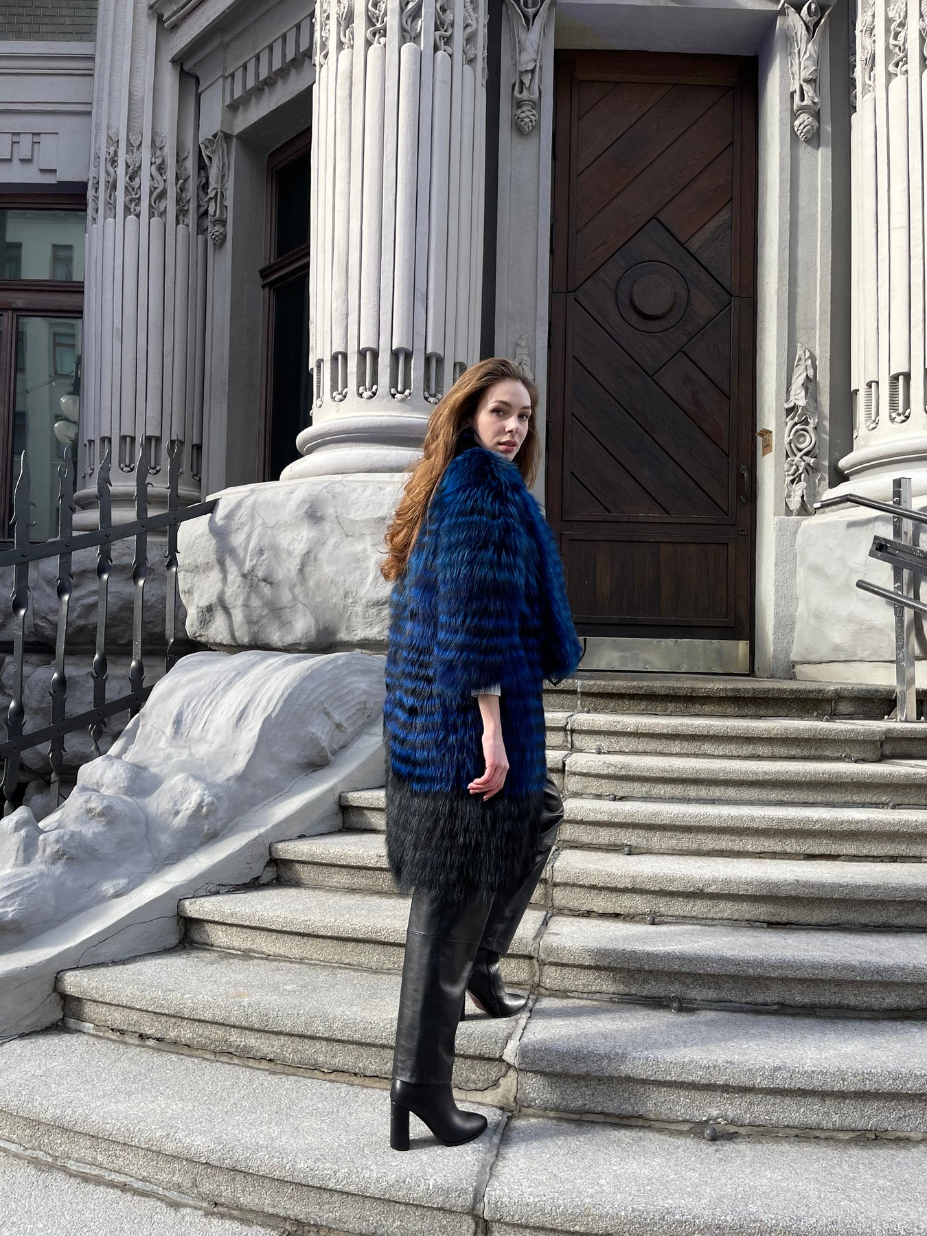 Fur coat indigo