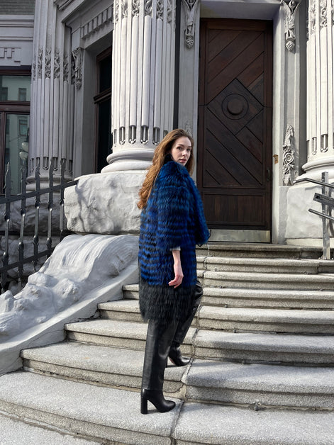 Fur coat indigo