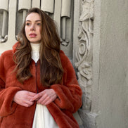 Fur coat terracotta