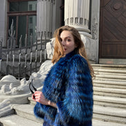 Fur coat indigo