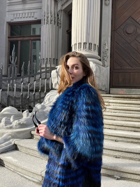 Fur coat indigo