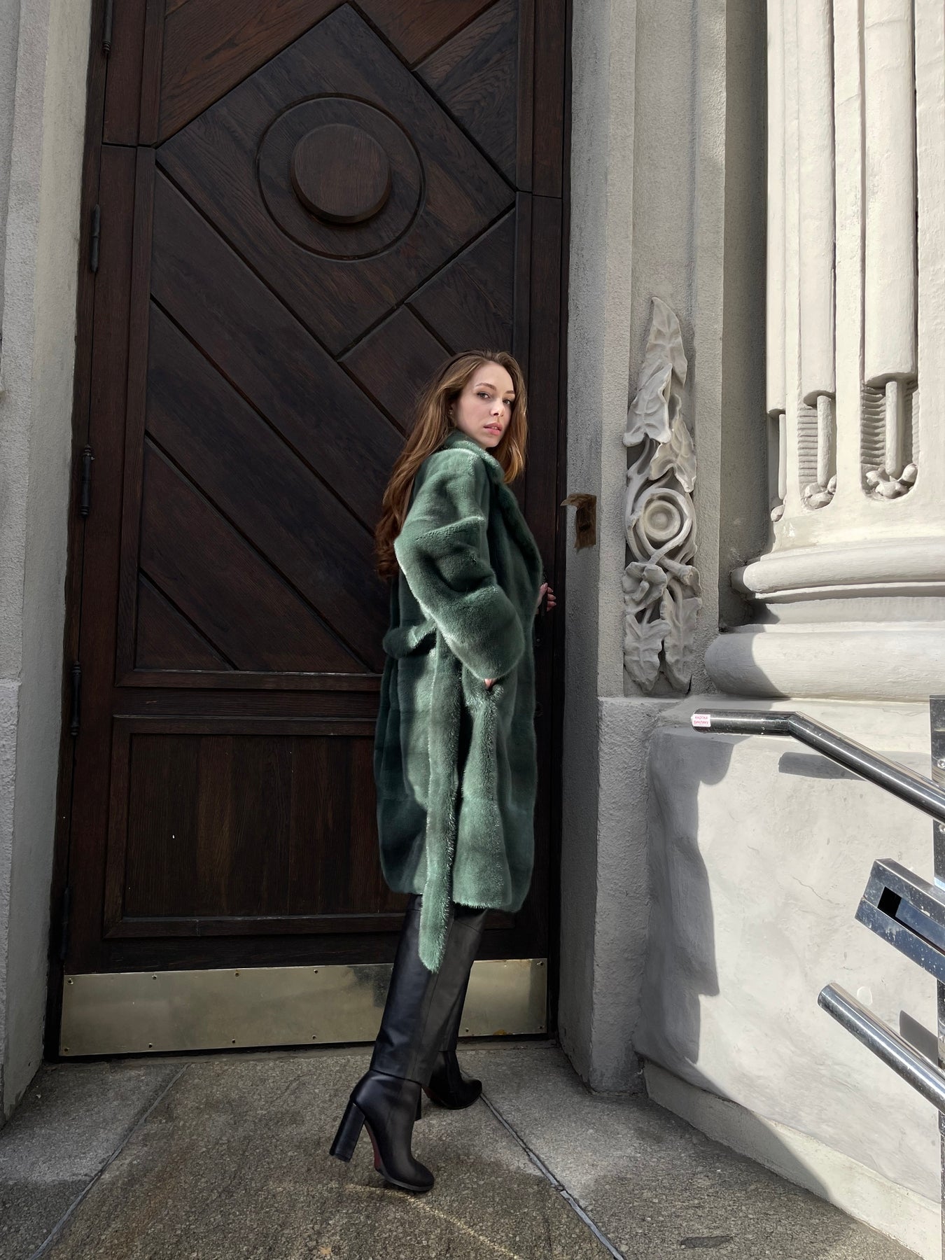 Fur coat emerald