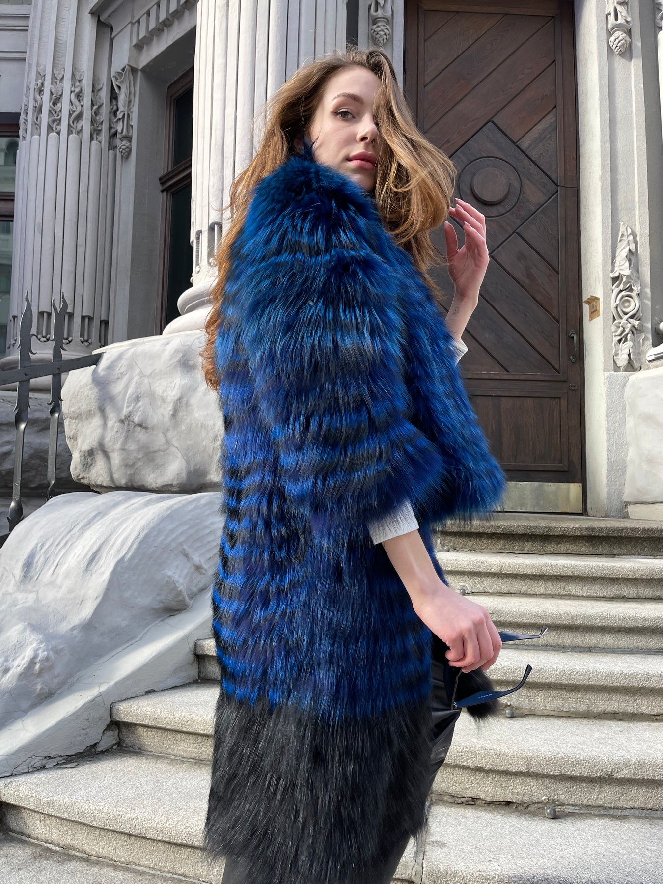 Fur coat indigo