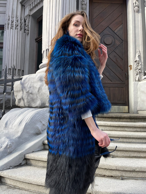 Fur coat indigo