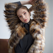 Fox fur coat brown