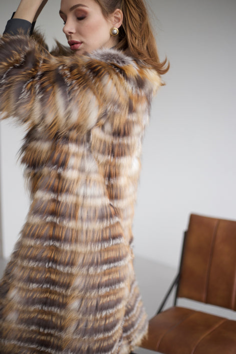 Fox fur coat brown