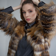 Fox fur coat brown