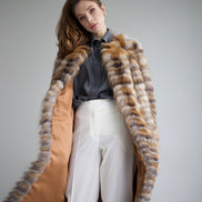 Fox fur coat brown