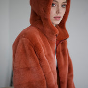 Fur coat terracotta