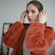 Fur coat terracotta