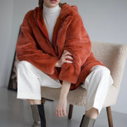 Fur coat terracotta