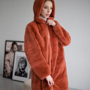 Fur coat terracotta