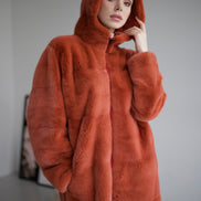 Fur coat terracotta