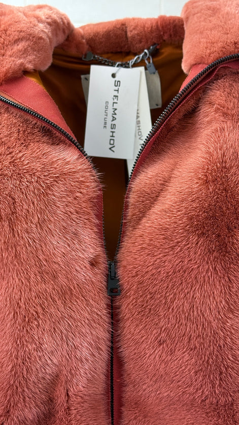 Fur coat terracotta
